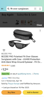 BEZZEE PRO Polarised Fit Over Glasses Sunglasses with Case - UV400  Protection Anti-Glare Wrap Around Eyewear - Fit Over Prescription Glasses  Suitable