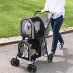 Double Pet Stroller with 2 Detachable Carriers A stroller and 2 pet carriers (removable) in one unit