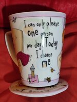 Johnson Brothers new 'Born to shop' Latte Coffee Mug+Coaster - "I Choose Me" - incl P&P