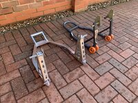 Two motorcycle stands